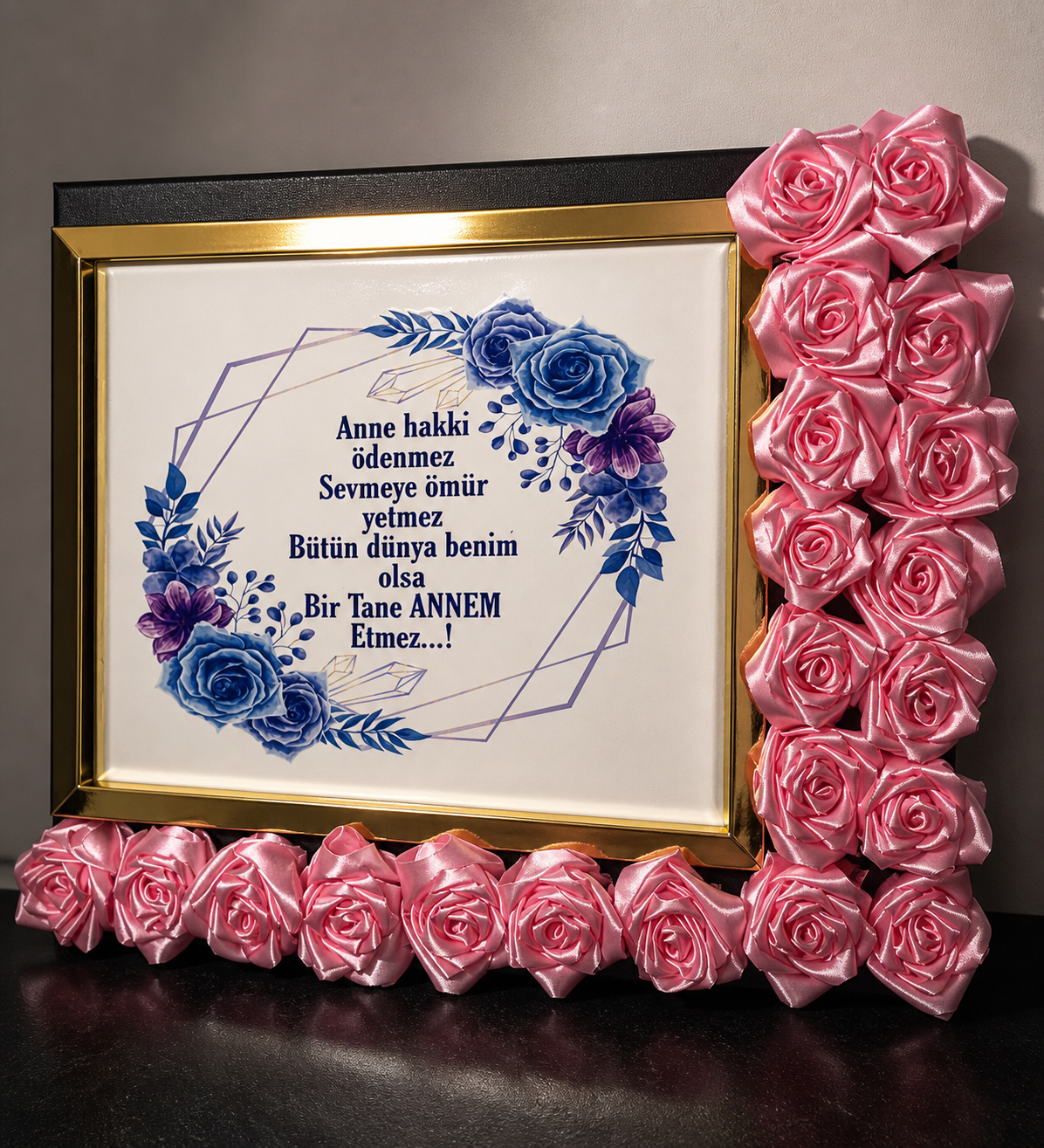 Luxus Bilderrahmen mit Seidenrosen – Mama Geschenk Edition