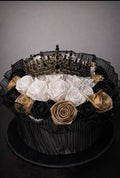 !!!!LIMITIERT!!!!! Rosenbox mit Krone – 3D Seidenrosen Bouquet in Schwarz, Weiß & Gold